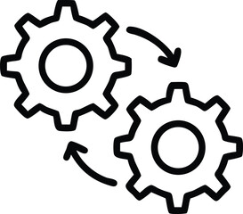 Black silhouette of streamlined rotating mechanical gears vector design illustration