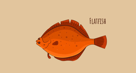 Hand Drawn Flatfish Vector Illustration.