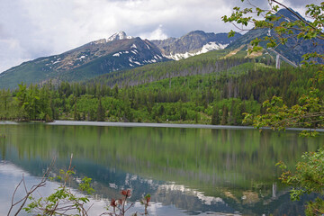 Strbske pleso, picturesque mountain lake of glacial origin and a top tourist destination in the High Tatras, Slovakia
