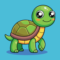 Fototapeta premium Cute Walking Turtle Cartoon – Flat Vector Nature and Animal Character 