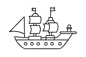 Lineart cartoon ship sailing boat ocean vessel adventure
