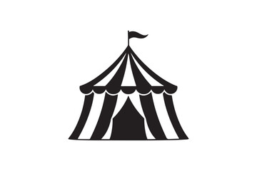 Carnival tent silhouette vector art illustration on white background