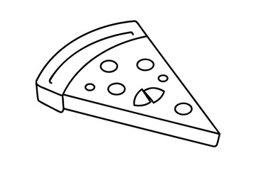 Delicious pizza slice lineart illustration simple design