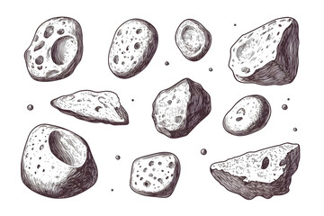 Collection of Hand Drawn Bread Pieces Illustration