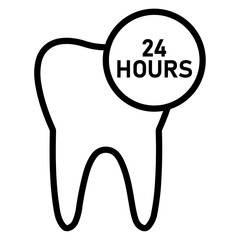 24 hours dental protection icon Simple thin line stroke