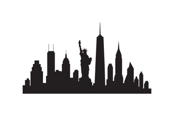 City skyline silhouette vector art illustration on white background