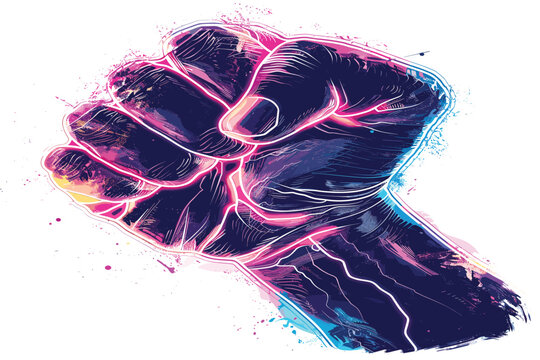 Image of stars and rainbow fist on white background. pride month and celebration concept digitally generated image.