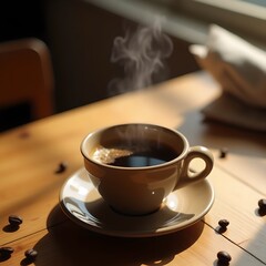 Fototapeta premium A cup of coffee beans on a table