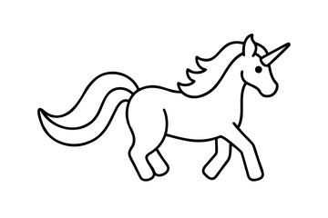 Cute lineart unicorn galloping magical creature fantasy horse