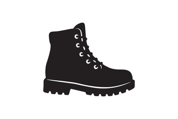 Hiking boots silhouette vector art illustration on white background
