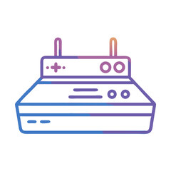 A Colorful Line Drawing of a Retro Style Internet Router or Cable Modem with Antennas