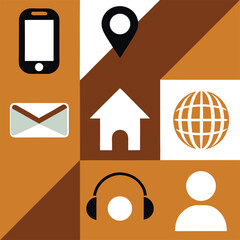 Communication and contact icons vector illustration on a white background for design projects