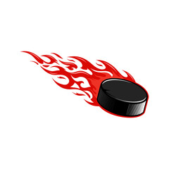 Flaming hockey puck sport illustration