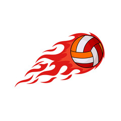 Flaming volley ball sport illustration