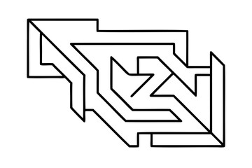 Abstract black lineart maze geometric design illustration