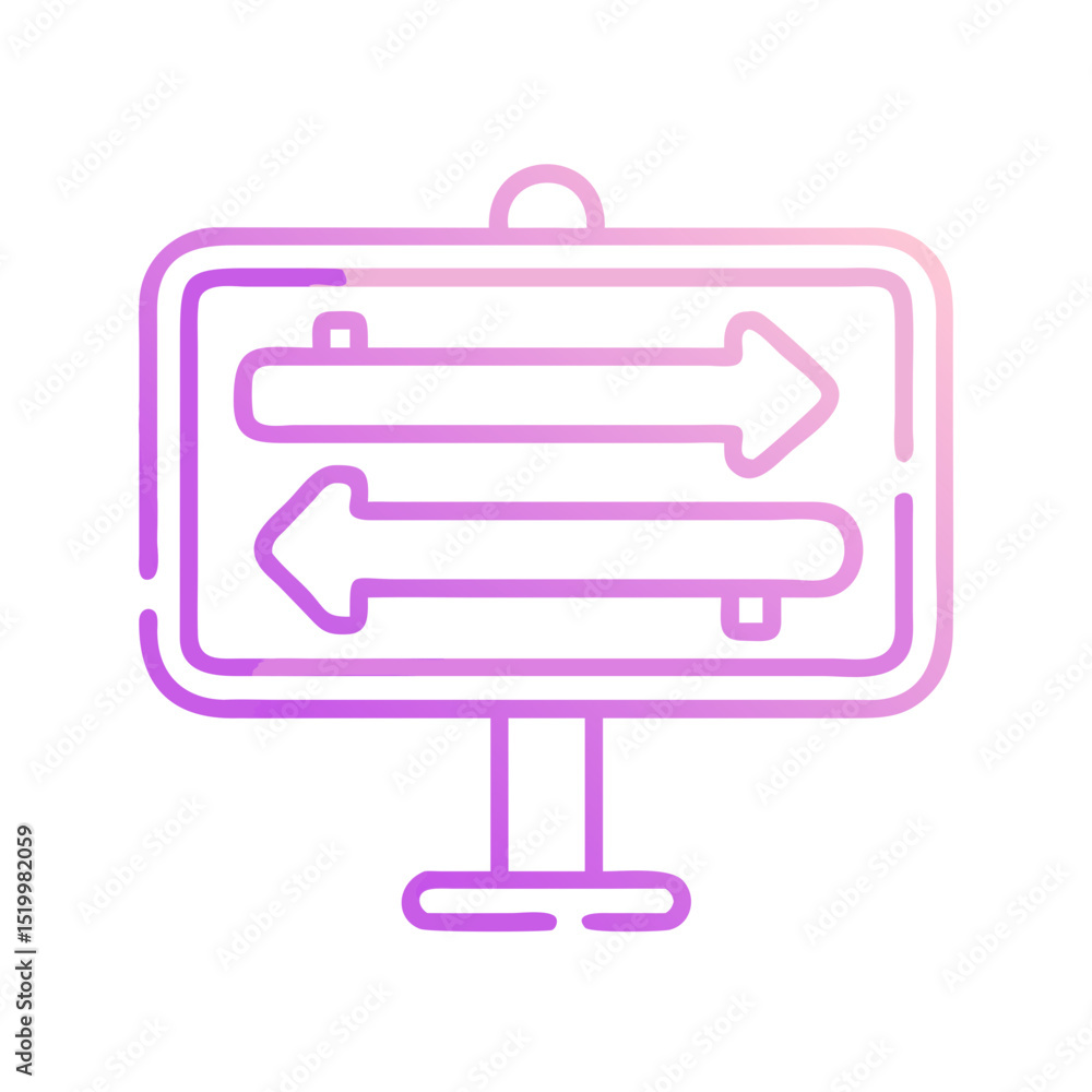Poster directional sign with contrasting arrows indicating multiple paths or choices