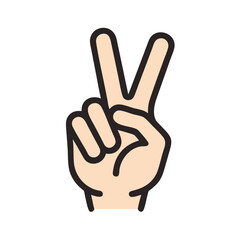 Obraz premium Cartoon hand gesture showing peace sign two fingers victory symbol
