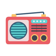 Retro Red Portable Transistor Radio with Antenna and Speaker