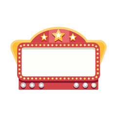 Blank Red and Yellow Marquee Sign with Stars and Lights for Movie Theater or Show