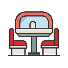 Retro Diner Booth Table and Two Chairs Vintage Restaurant Seating Classic American Style