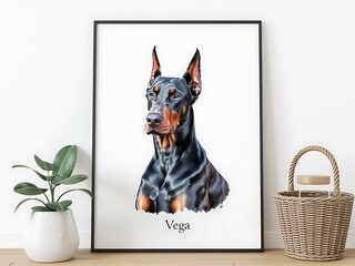 Doberman Pinscher Portrait: A Watercolor Study