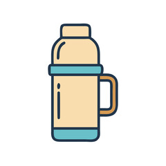 A Colorful Illustration of a Portable Vacuum Insulated Bottle for Hot or Cold Beverages