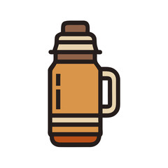 A Colorful Illustration of a Portable Vacuum Insulated Thermal Bottle for Hot or Cold Beverages