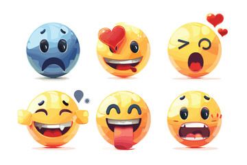 Obraz premium Emoji Smiley Face cartoon set with different expression.