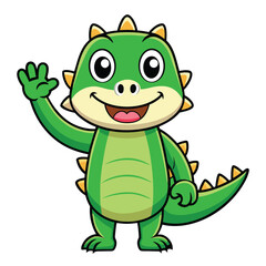 Fototapeta premium Cute Crocodile Waving Hand Cartoon Vector Illustration – Animal and Nature Icon Concept 