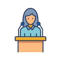 Woman Speaker at Podium Giving Presentation or Speech at Conference or Event