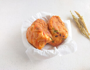 
Fluffy and savory beef floss roll bread, a soft, golden-baked loaf filled with seasoned shredded...