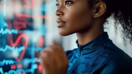 Focused athlete leveraging biofeedback technology for optimized training session - Powered by Adobe