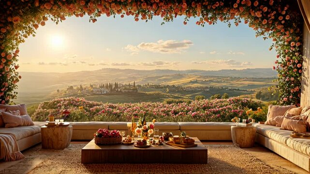 Rustic Tuscan Rose Garden View