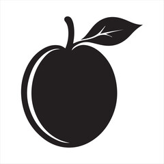 Mango Fruit Silhouette Icon Vector,Black Mango Clipart Isolated on White,Minimal Mango Shape Design Vector,Simple Mango Logo Design Template,Flat Mango Vector with Leaf and Stem,Tropical Mango Fruit