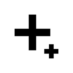 Two Plus Icons in Minimalist Black Design on White Background for Digital and Creative Projects