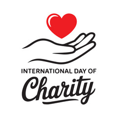 International Day of Charity Vector Illustration,Charity Day Hand and Heart Minimalist Design,Giving Hand with Heart Concept Art,Red Heart in Hand Charity Symbol Graphic,Charity Support Vector 