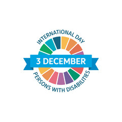 International Day of Persons with Disabilities Logo,Disability Awareness Day Circle Badge,December 3 Disability Celebration Emblem,Colorful Disability Day Vector Design,Disability Inclusion Day