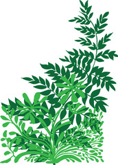 Vibrant green foliage corner design for various uses