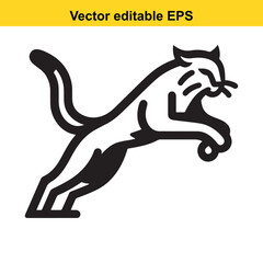 Fototapeta premium A stylized leaping panther, vector illustration, black and white, minimalist design