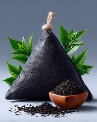 Sustainable mint pack design with leaf texture high resolution picture