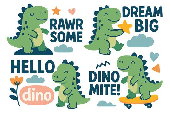 The Dino baby print is versatile and suitable for creating posters, cards, banners, or flyers, with its unique hand-drawn vector design