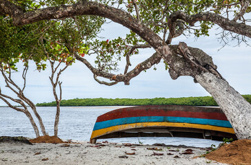 Old boat on the beach, Canavieiras, Bahia, Brazil, South America.
