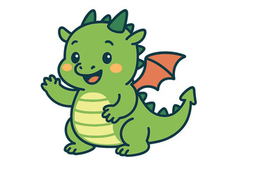 Obraz premium The illustration features a happy and smiling cartoon dragon set against a plain white backdrop