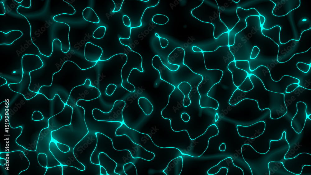Poster glowing cyan neon abstract pattern minimal geometric sci-fi futuristic technology background