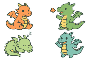 Obraz premium This compilation features endearing dragons depicted in a cartoonish manner, ideal for children's drawings