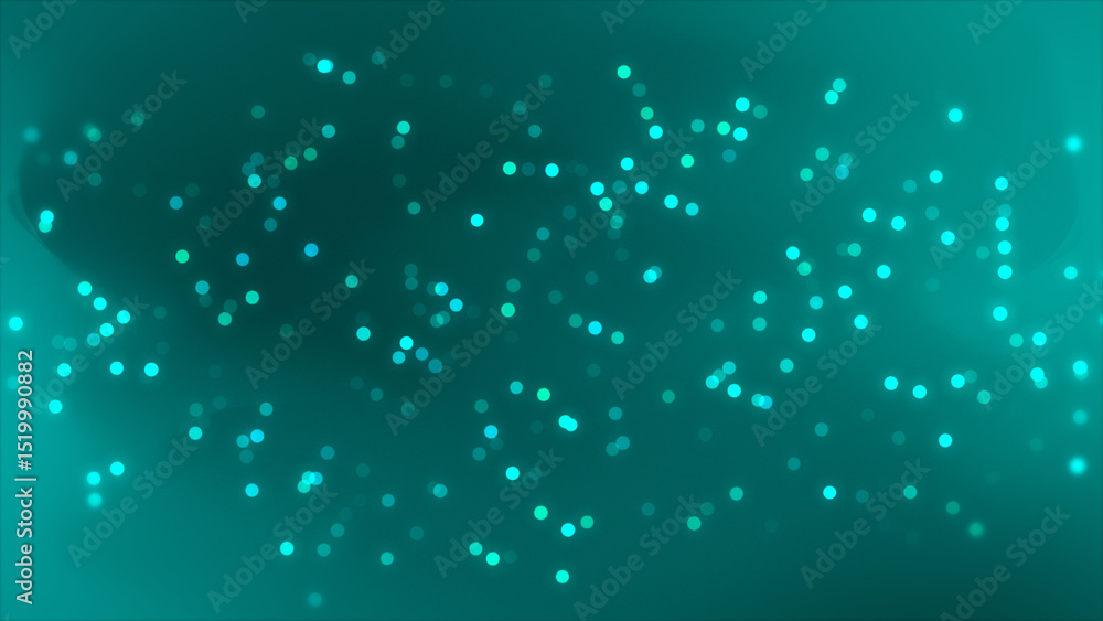 Poster cyan glowing glitter bokeh particles elegant particles background. futuristic glittering particle wh