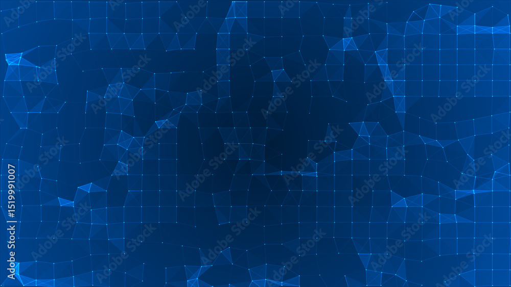 Poster royal blue color mesh of connecting dots and lines futuristic technology background