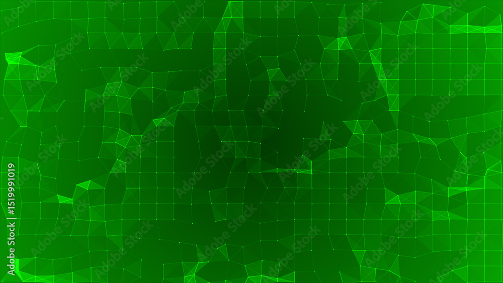 Aufkleber green color mesh of connecting dots and lines futuristic technology background