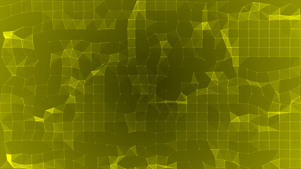 Yellow color mesh of connecting dots and lines futuristic technology background