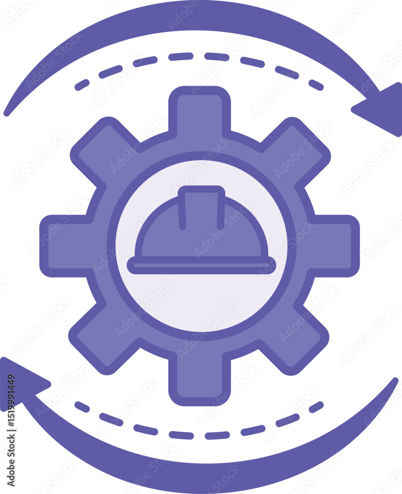 Poster colored process icon. vector illustration. construction hard hat and gear. organized set of sequenti